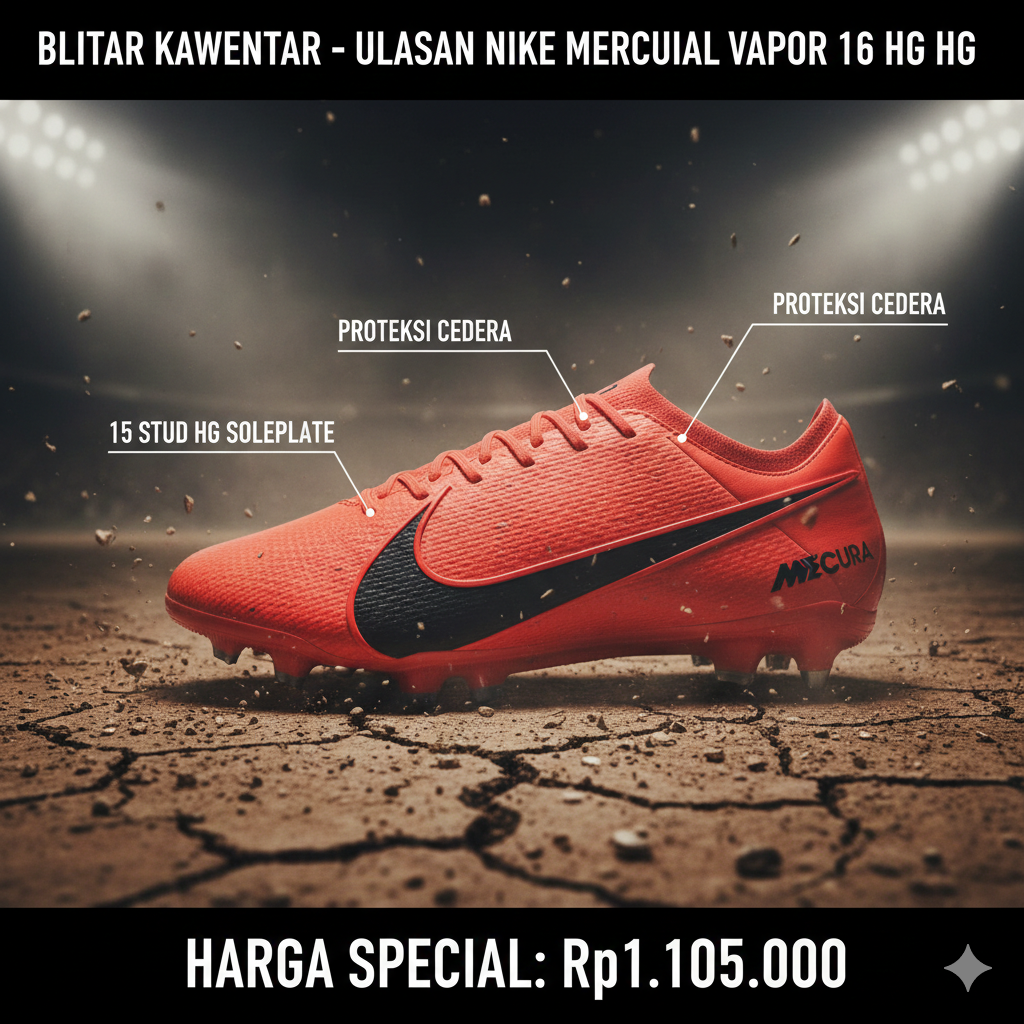 Mengenal Nike Vapor 16 Academy HG: Sepatu bola khusus lapangan tanah keras dan tarkam. Simak keunggulan 15 stud HG dan harga terbarunya di sini!