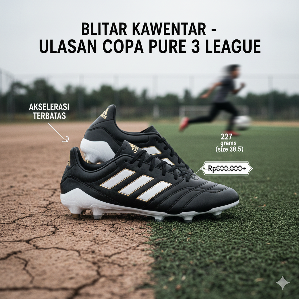 Ulasan mendalam Adidas Copa Pure 3 League: Keunggulan untuk kaki lebar dan durabilitas gila, namun punya tantangan di bobot yang berat. Cek spesifikasinya di sini!