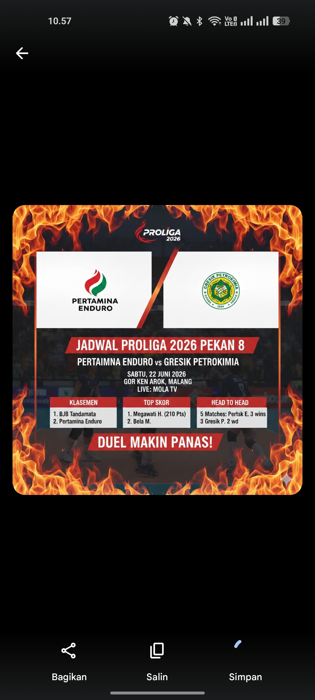 Jadwal Pertamina Enduro vs Gresik Petrokimia Proliga 2026 Pekan 8.