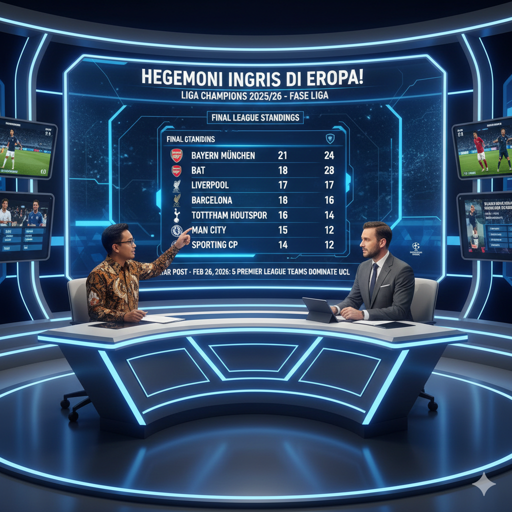 Inggris kuasai Liga Champions 2026! 5 klub Premier League lolos otomatis ke 16 besar. Simak rahasia finansial dan kedalaman skuad mereka.