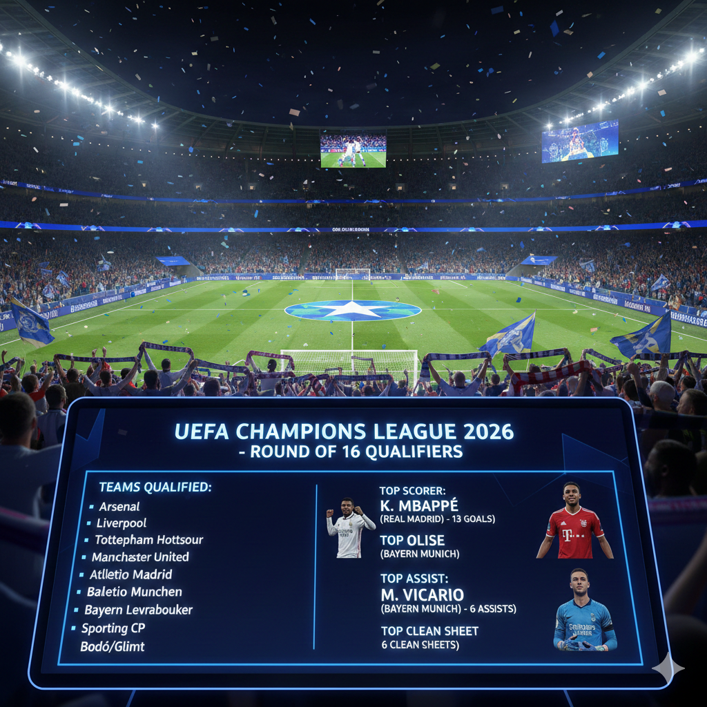 Daftar Klub Lolos 16 Besar Liga Champion 2026: Arsenal Teratas, Kylian Mbappe Pimpin Top Skor!