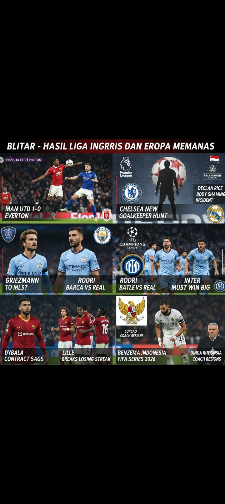 Hasil Liga Inggris dan Eropa: MU Kalahkan Everton, Chelsea Bidik Kiper 50 Juta Pound, Griezmann Merapat ke MLS?