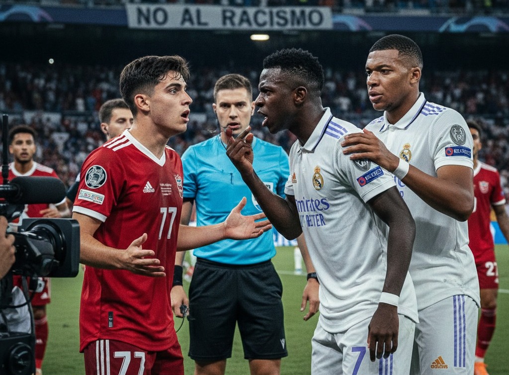 Skandal rasisme guncang Liga Champions! Gianluca Prestiani disanksi UEFA usai diduga hina Vinicius Jr. Ia balik tuntut Mbappe &amp; Real Madrid.