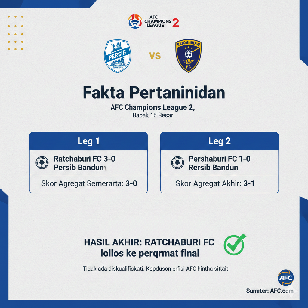 Cek fakta kabar Persib Bandung lolos perempat final ACL2 2025/2026. Simak klarifikasi resmi terkait isu diskualifikasi Ratchaburi FC oleh AFC.