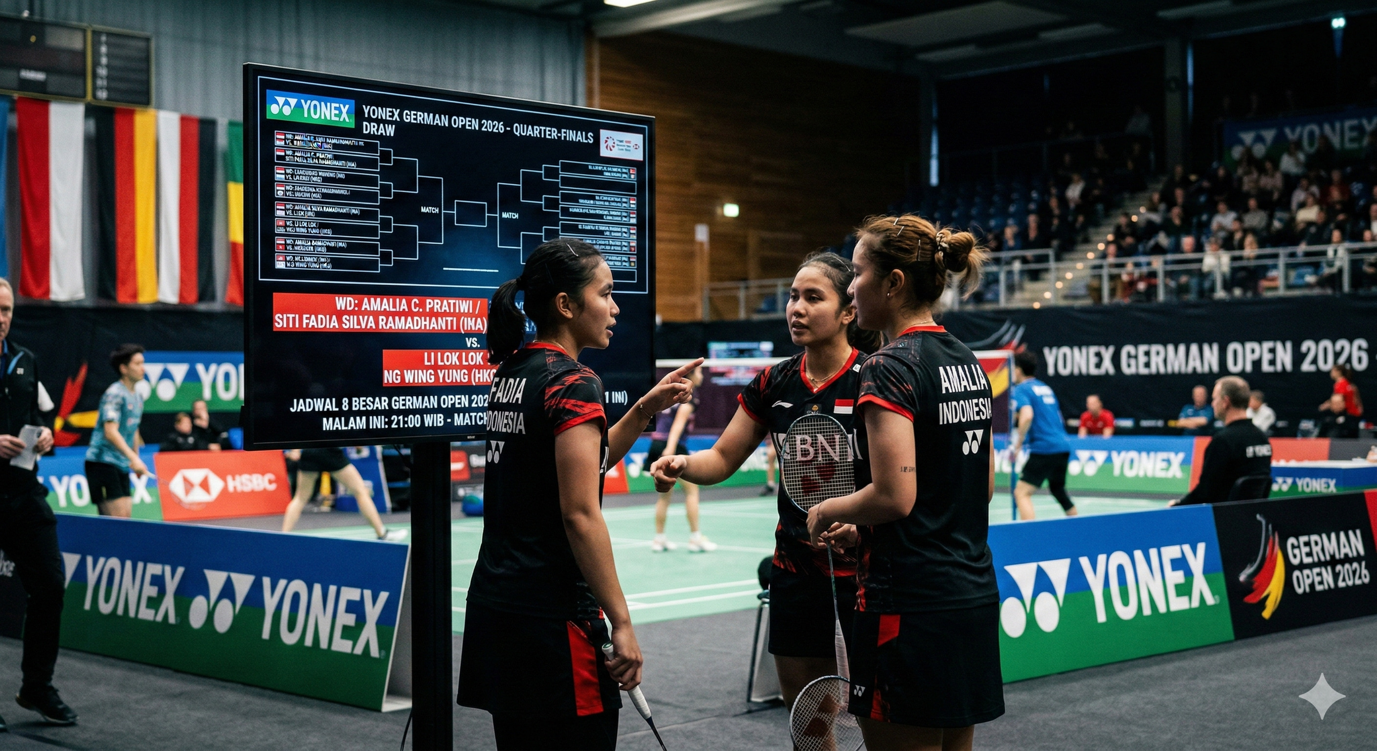 Simak jadwal 8 besar German Open 2026 malam ini! Intip drawing seru wakil Indonesia Amalia/Fadia dan perburuan gelar juara di Jerman.