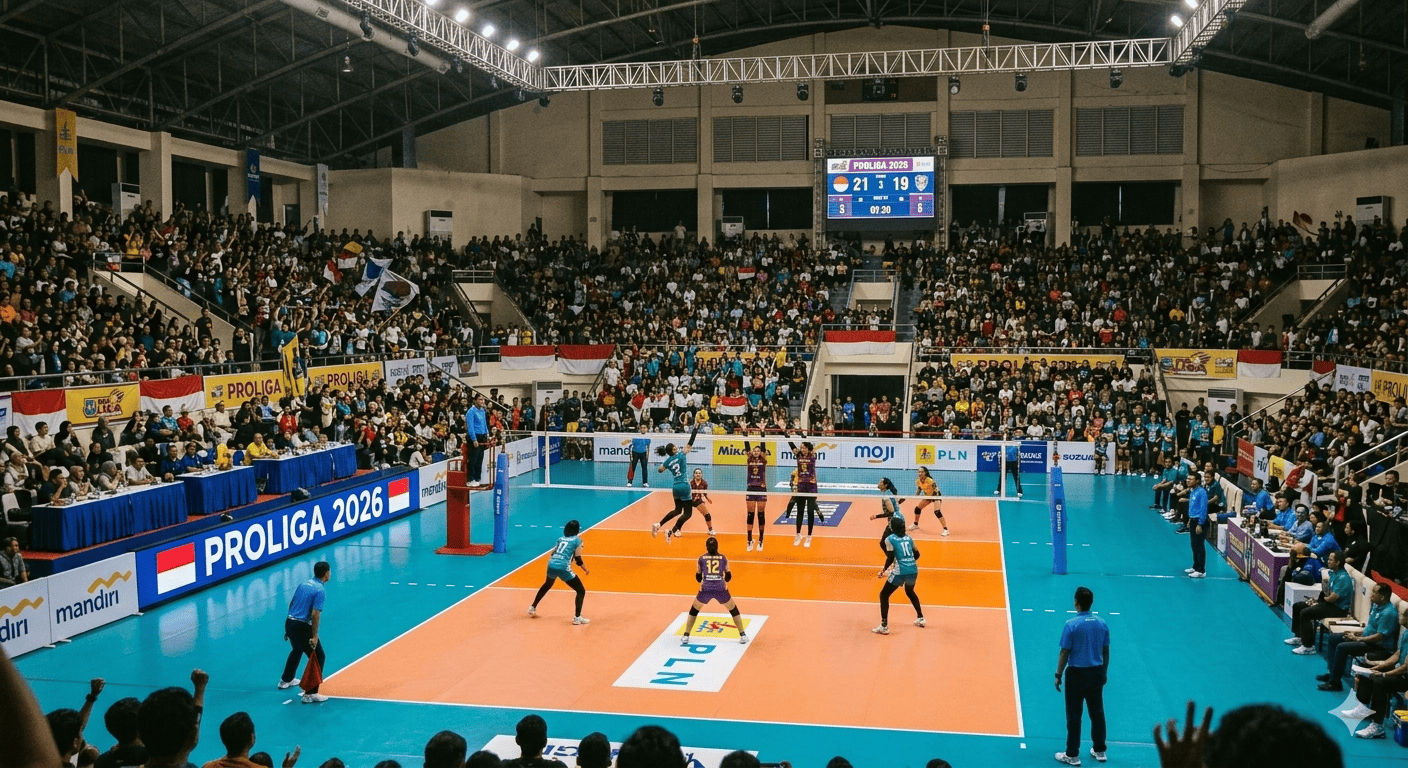 Update Proliga 2026: GPP amankan kemenangan mutlak atas JPE di Bogor. Strategi blok ketat sukses redam Megawati Hangestri dalam perebutan takhta reguler.