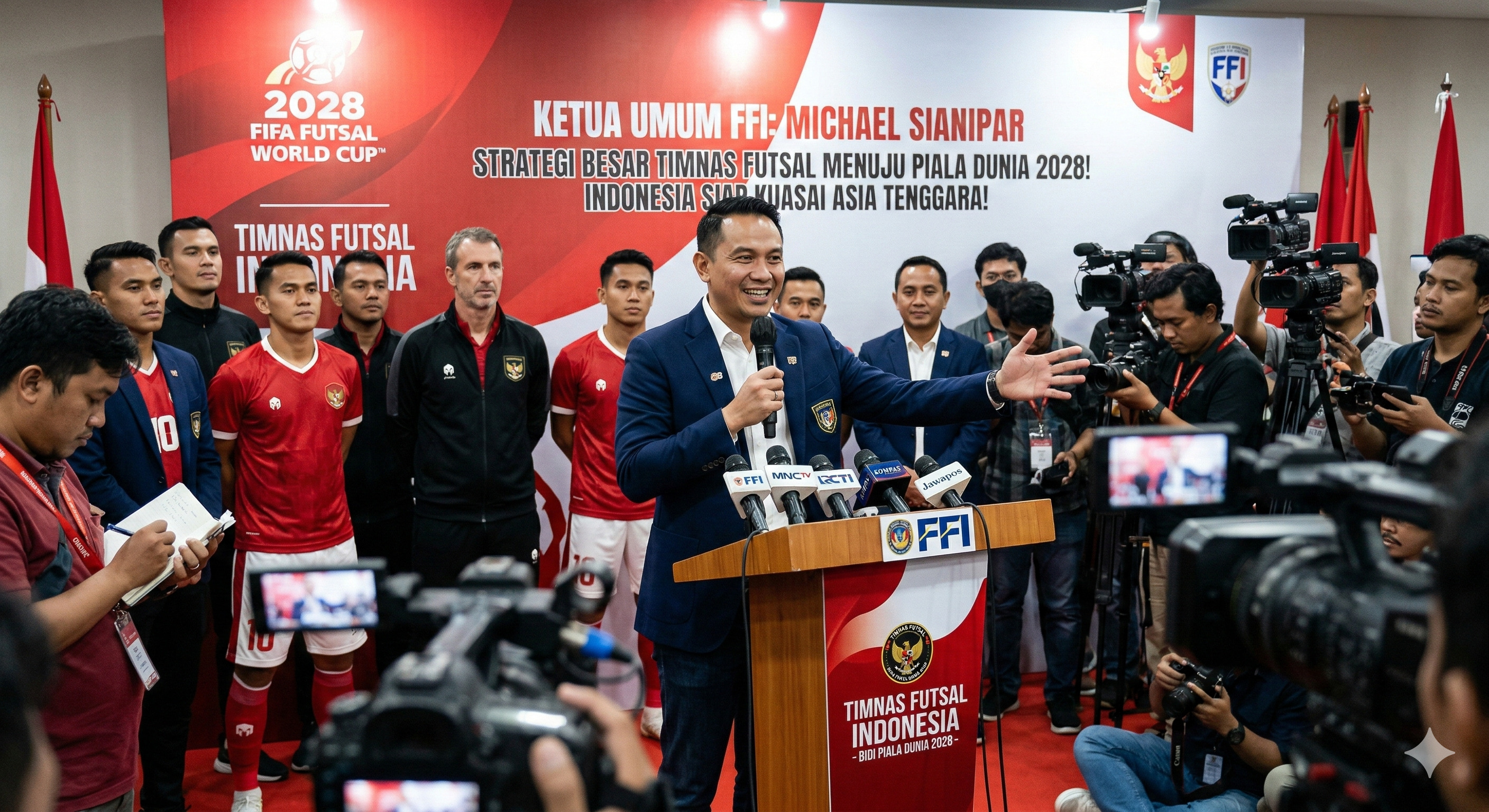 Timnas Futsal Indonesia bidik Piala Dunia 2028! Ketua FFI Michael Sianipar ungkap strategi besar dan potensi Indonesia kuasai Asia Tenggara.