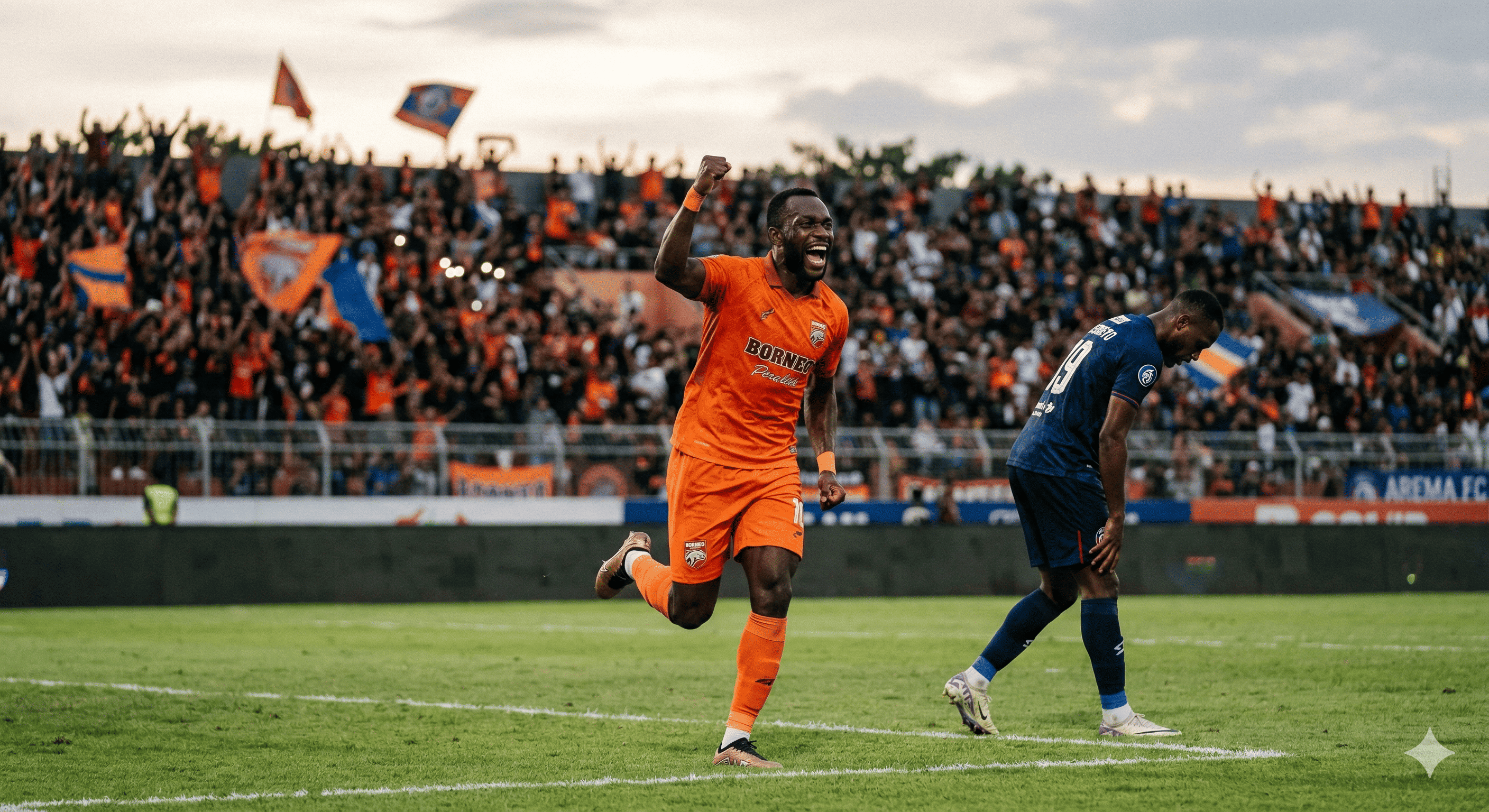Hasil Borneo FC vs Arema FC berakhir 3-1! Gol kilat Kambu dan tendangan pisang spektakuler hancurkan pertahanan Singo Edan di Samarinda.
