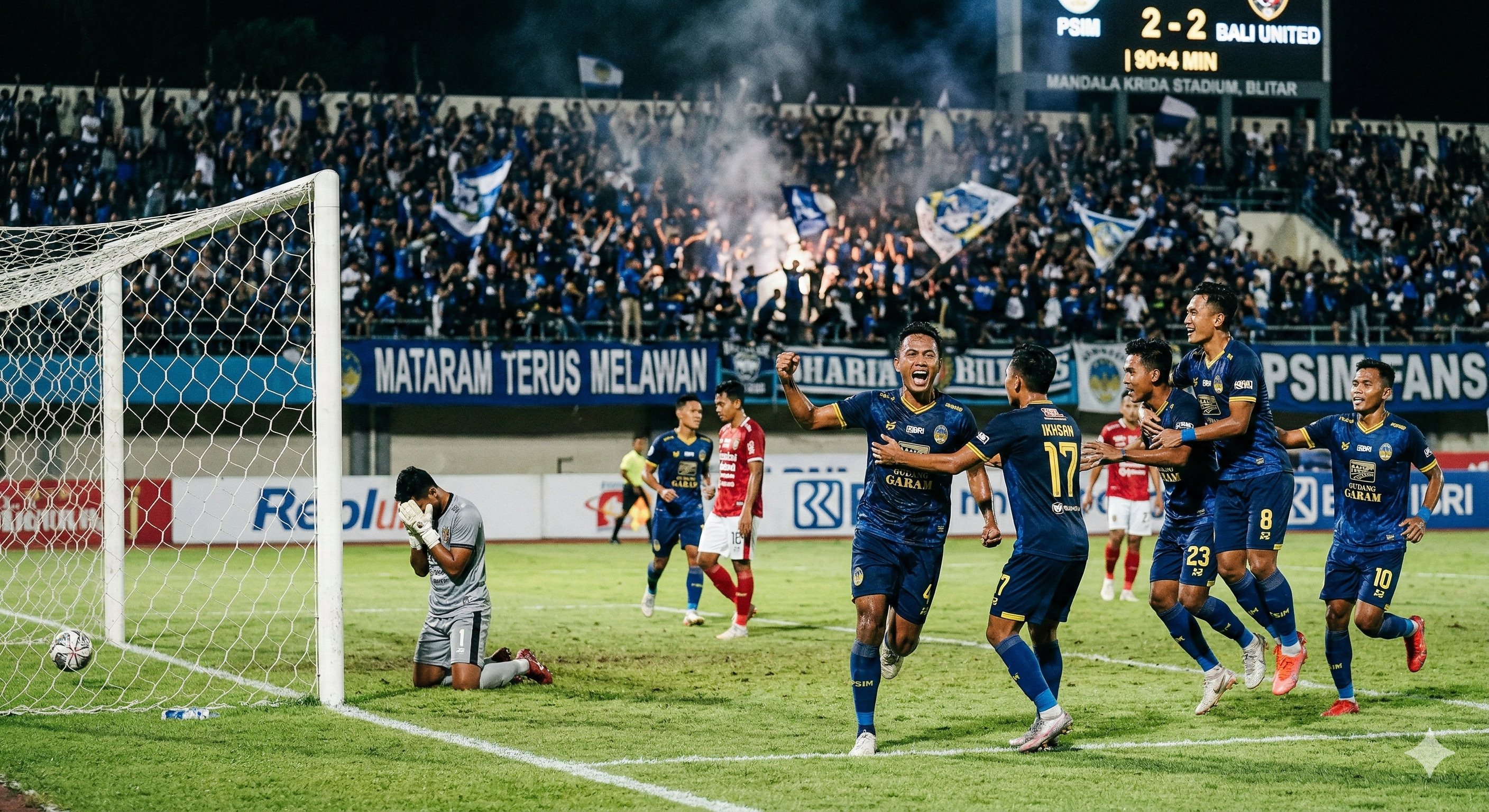 Hasil pertandingan PSIM Yogyakarta vs Bali United berakhir dramatis! Irfan Jaya cetak gol, namun Laskar Mataram berhasil curi poin di akhir.