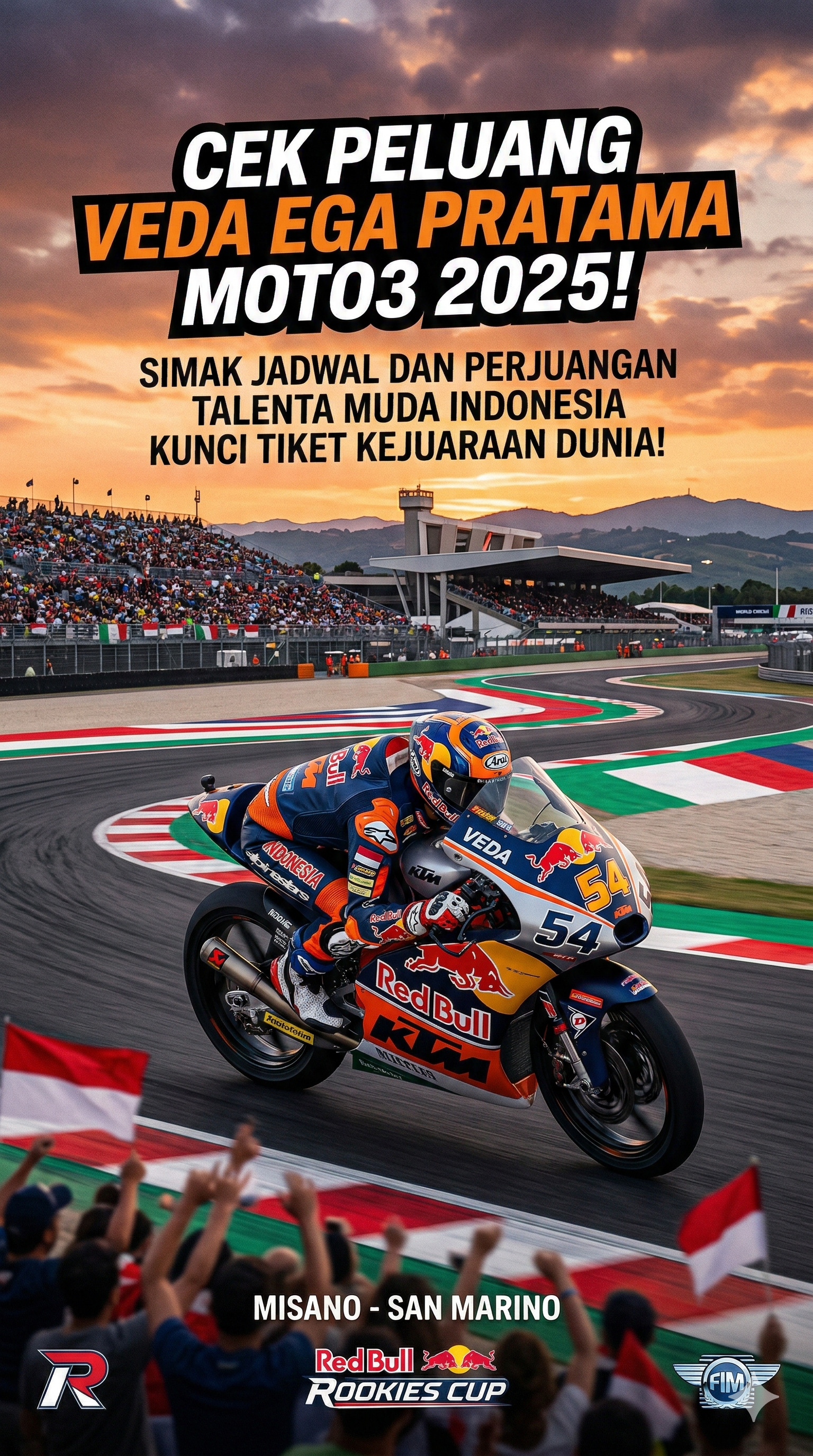 Cek peluang Veda Ega Pratama Moto3 2025! Simak jadwal dan perjuangan talenta muda Indonesia kunci tiket kejuaraan dunia di Sirkuit Misano.