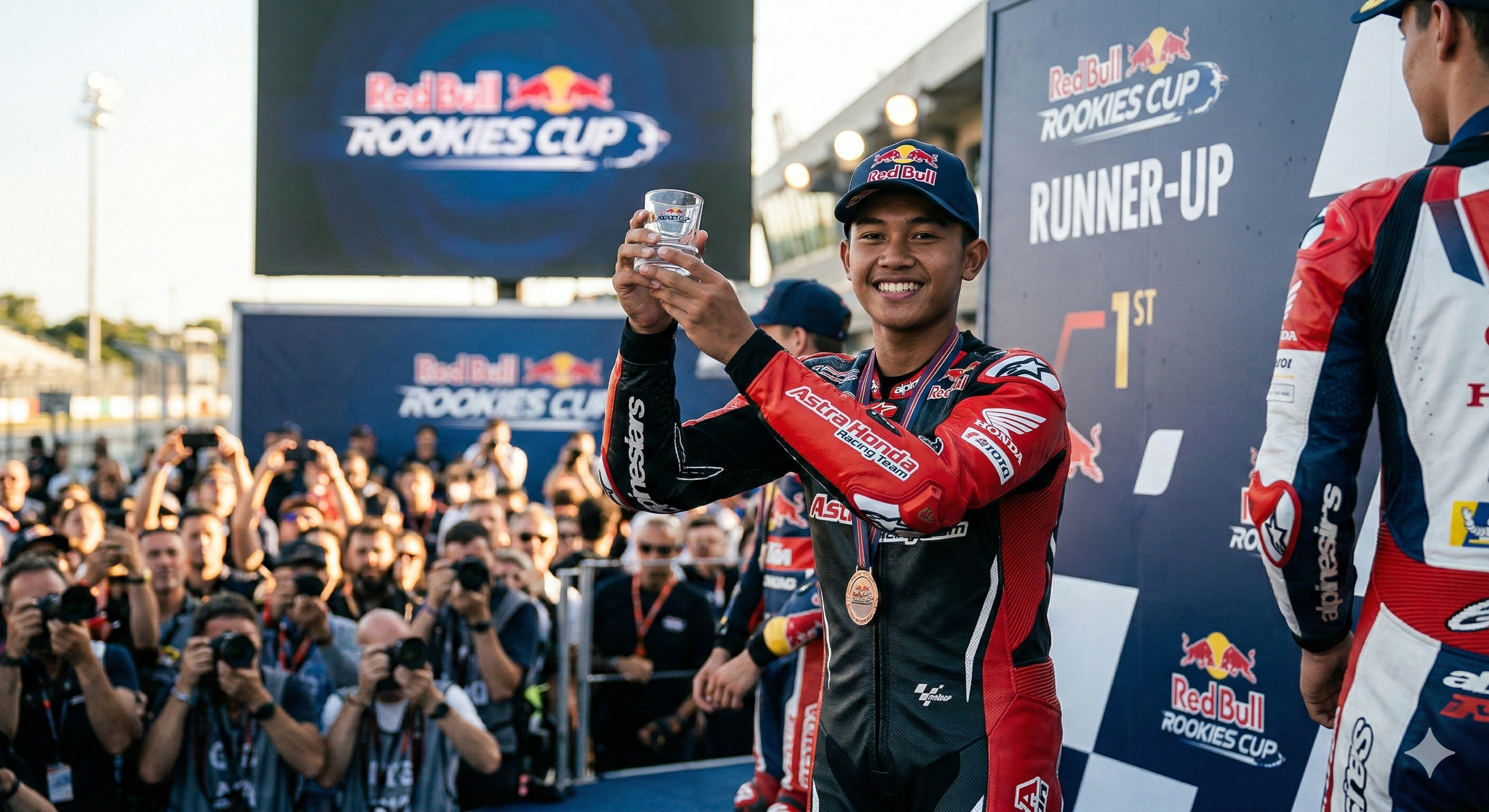Veda Ega Pratama raih Golden Ticket ke Moto3! Simak perjuangan sang runner-up Red Bull Rookies Cup harumkan nama Indonesia di balap dunia.