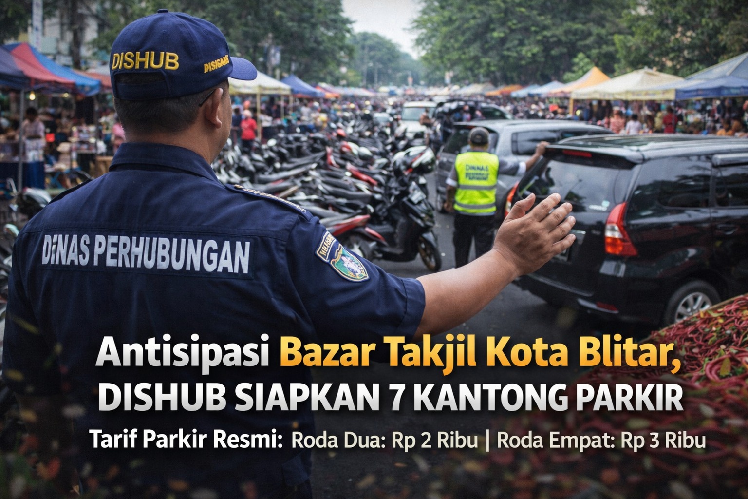 Tarif Parkir  Motor Rp 2 Ribu dan Mobil Rp 3 Ribu Di Bazar Takjil Jalan Kenanga 