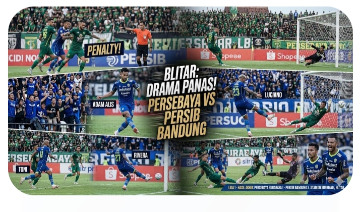 Hasil Persebaya vs Persib Bandung: Drama Penalti Bruno, Gol Adam Alis dan Luciano Bikin Laga Panas Berakhir Menegangkan!