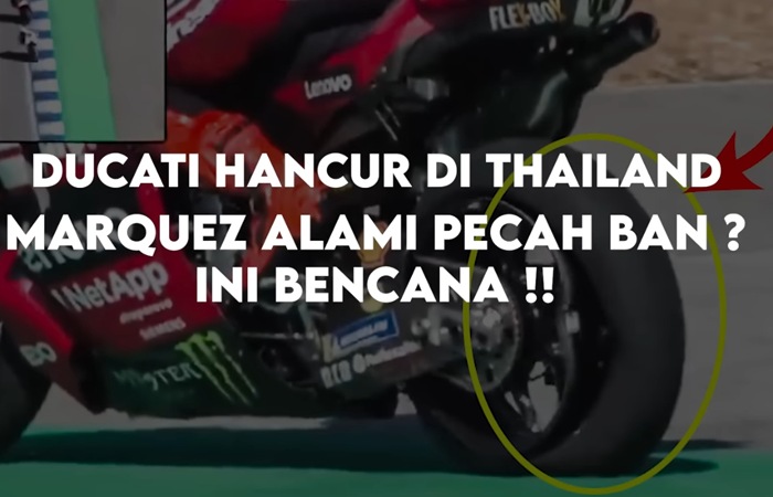Marc Marquez gagal finis di MotoGP 2026 Thailand usai insiden roda rusak. Ducati terpuruk, Aprilia justru tampil dominan.