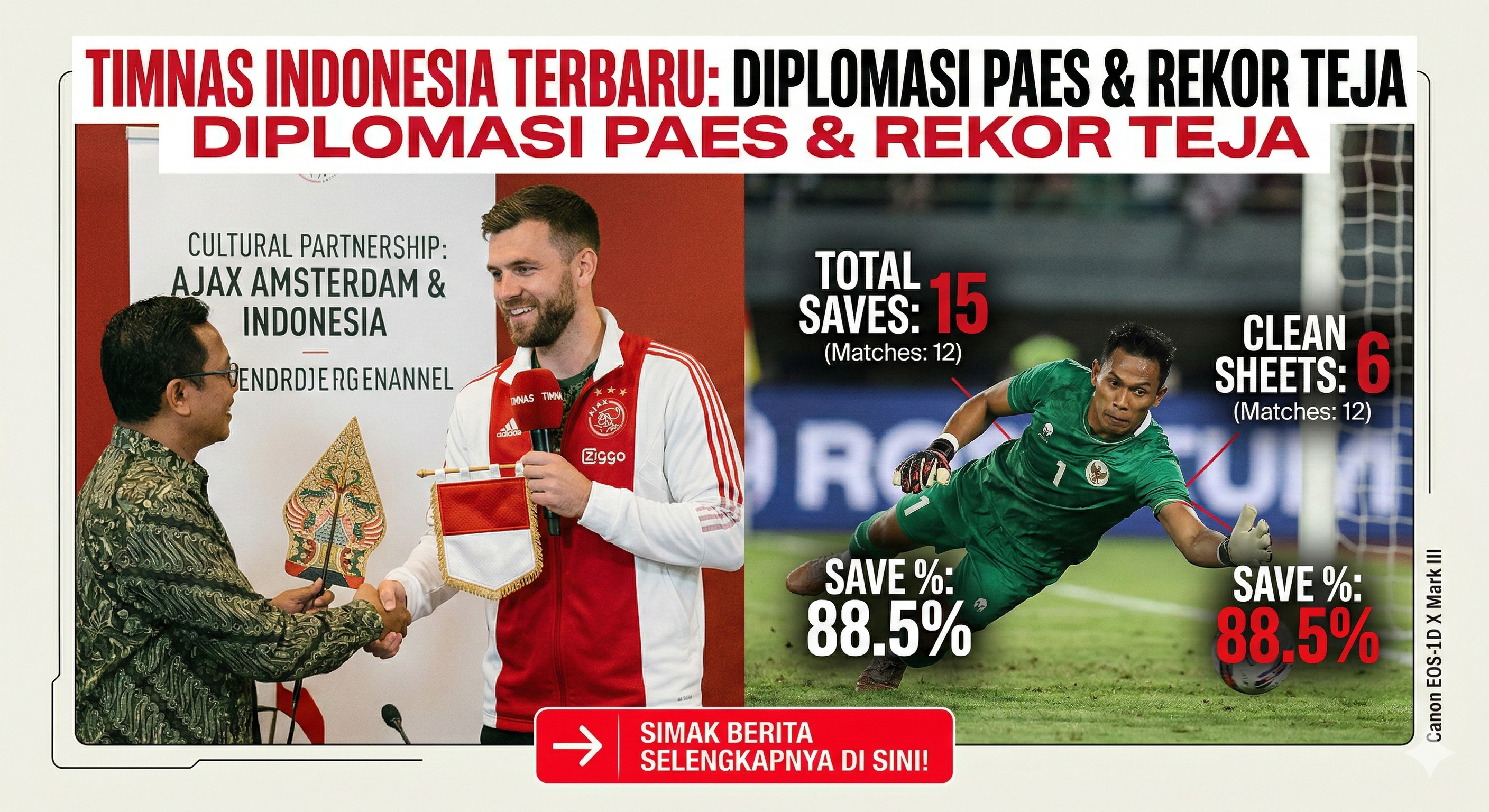 Update terbaru Timnas Indonesia: Diplomasi budaya Maarten Paes di Ajax hingga statistik gila Teja Paku Alam. Simak berita selengkapnya di sini!