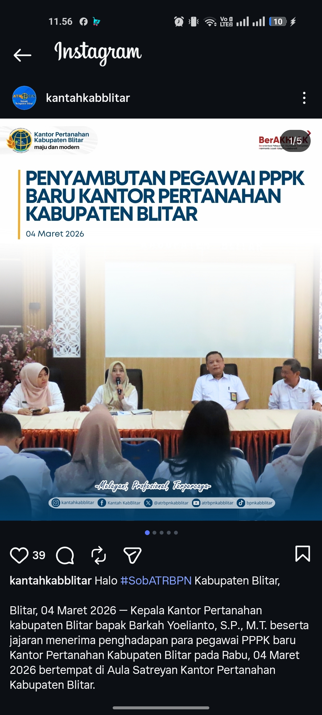 Pegawai PPPK Baru Masuk Kantor Pertanahan Kabupaten Blitar.