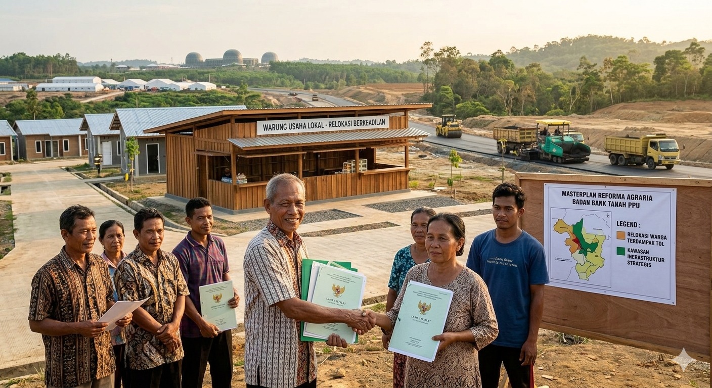 Badan Bank Tanah alokasikan 1.873 hektar lahan di Penajam Paser Utara untuk Reforma Agraria guna dukung warga terdampak tol IKN. Simak selen