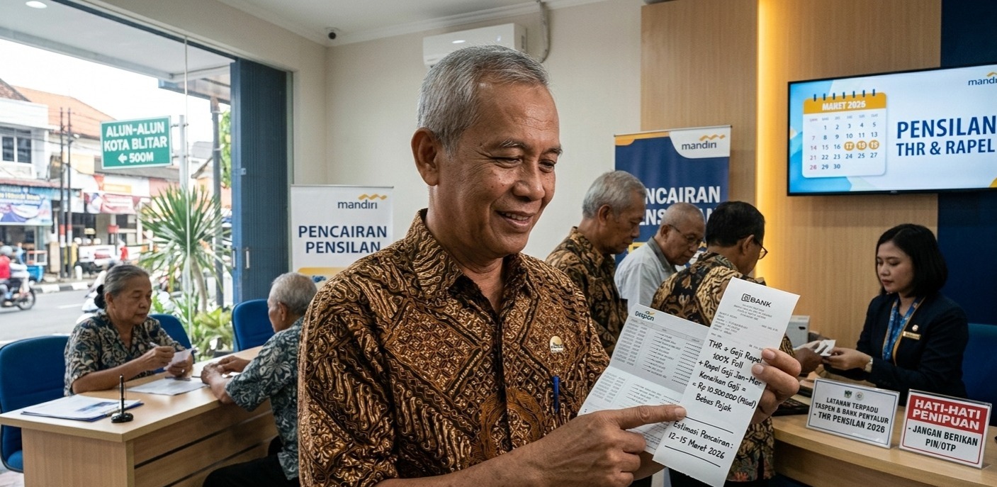 Info terbaru THR Pensiunan 2026 dan Rapel Gaji: Cair serentak Maret 2026, dibayar 100% tanpa potongan pajak. Cek estimasi tanggal pencairannya di sini!