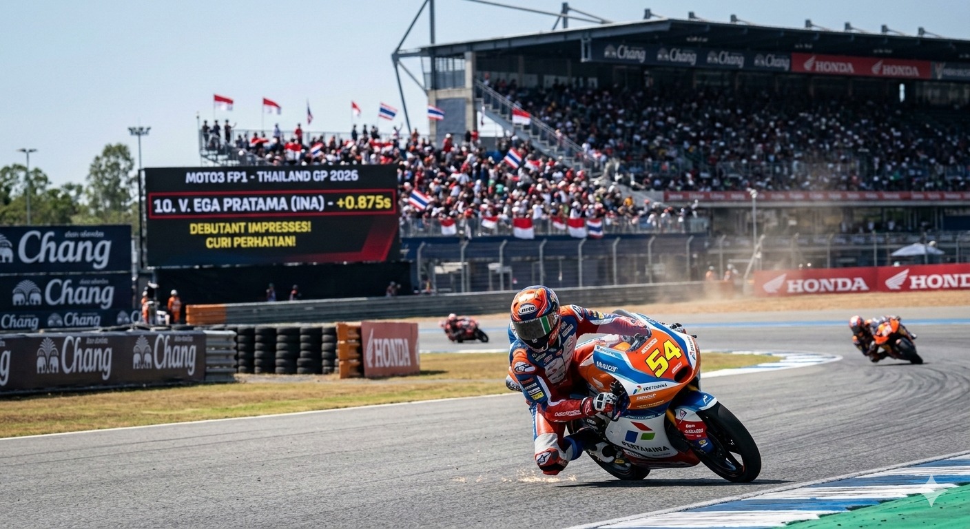 Debut Veda Ega Pratama di Moto3 Thailand 2026 Curi Perhatian, Langsung Tembus 10 Besar di Latihan Bebas