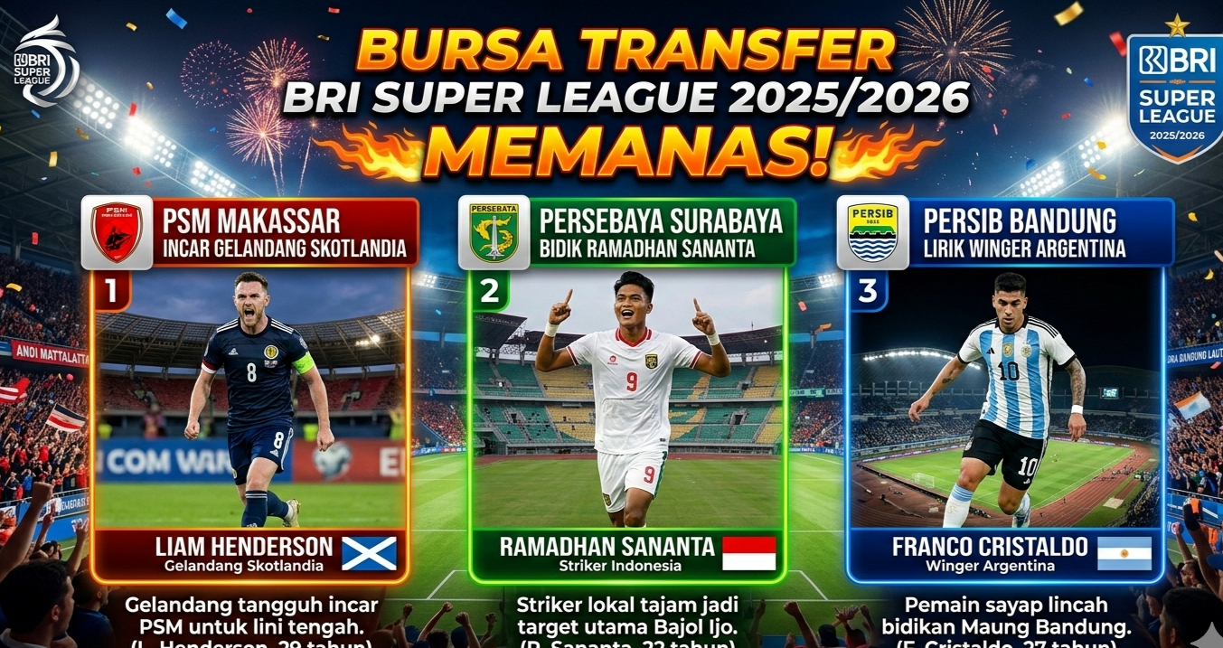 Bursa Transfer BRI Super League 2025/2026 Memanas! PSM Incar Gelandang Skotlandia, Persebaya Bidik Ramadhan Sananta, Persib Lirik Winger Argentina