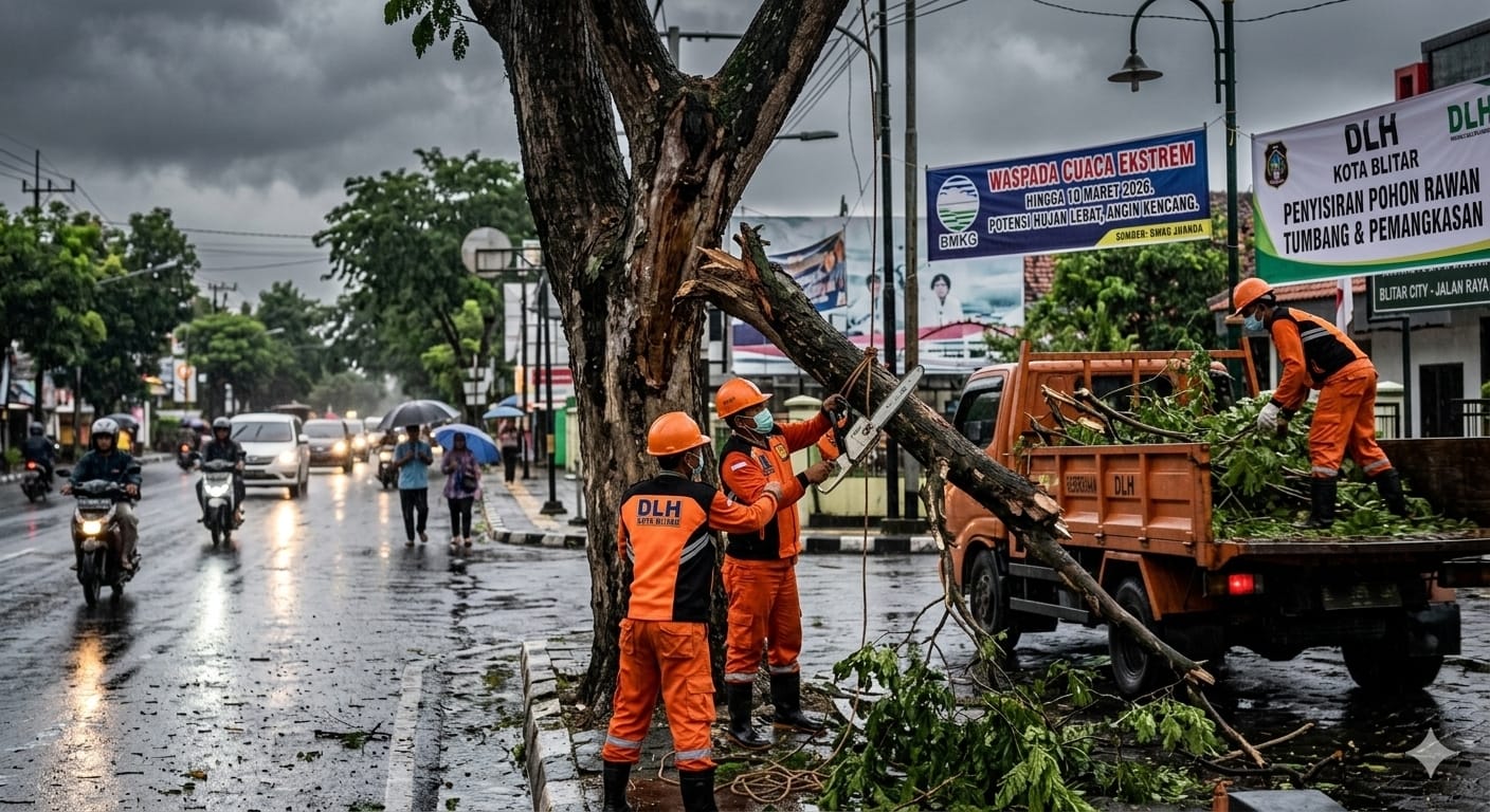 Masyarakat di wilayah Blitar diminta meningkatkan kewaspadaan ekstra menghadapi potensi cuaca ekstrem yang diprediksi berlangsung hingga 10 Maret.