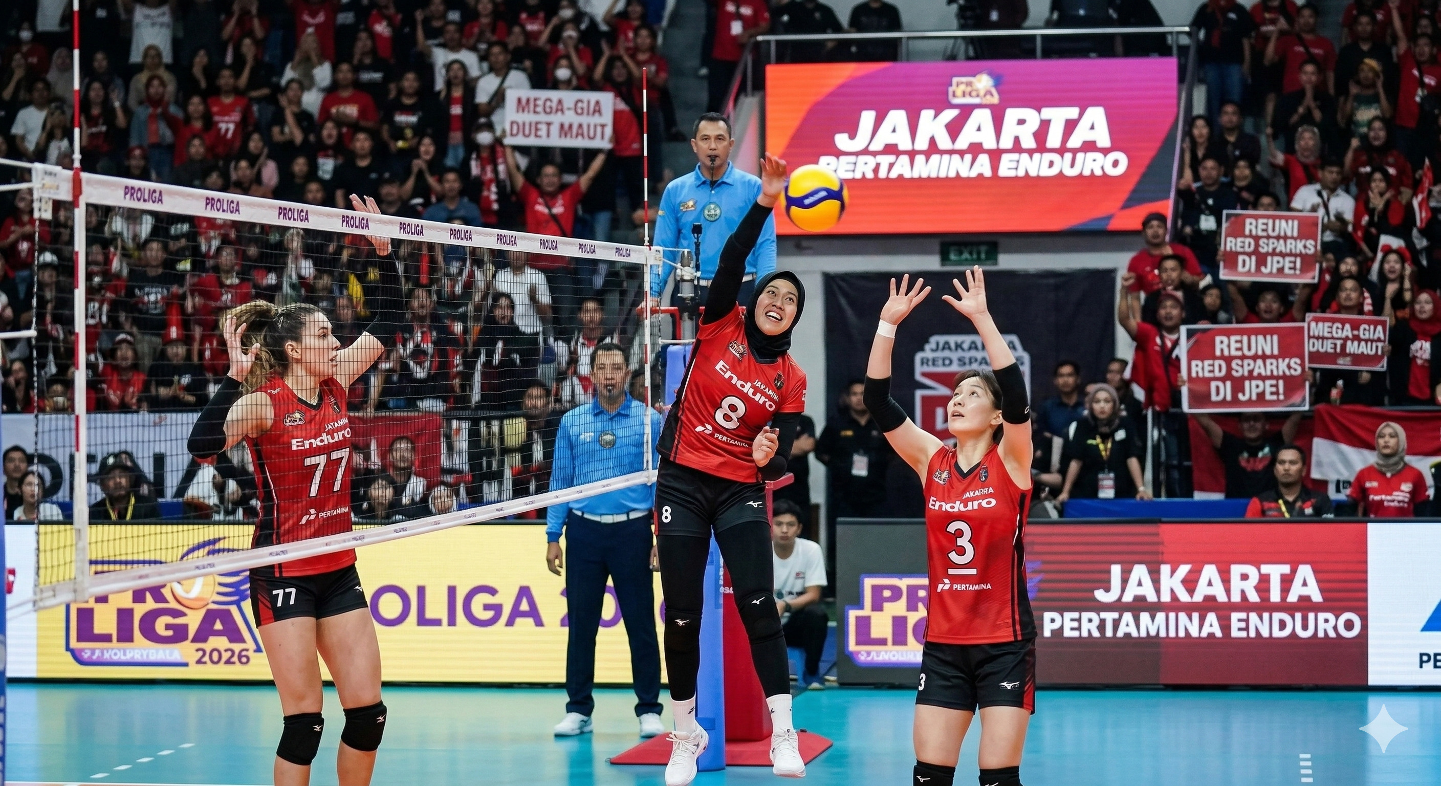 Reuni Red Sparks di Proliga 2026! Intip kesiapan Megawati Hangestri, Gia Milana, dan Yeum Hye-seon bawa Jakarta Pertamina Enduro juara.