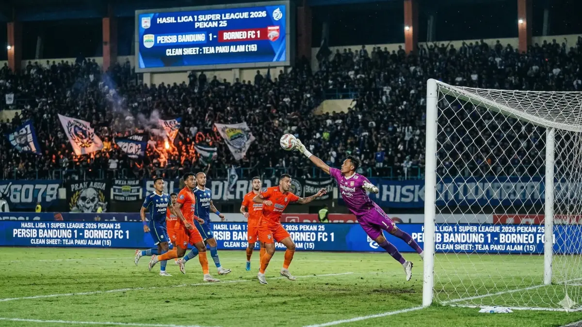Hasil Liga 1 Super League 2026 Pekan 25: Persib tahan imbang Borneo FC, Teja Paku Alam pimpin clean sheet. Cek klasemen & top skor terbaru di sini!