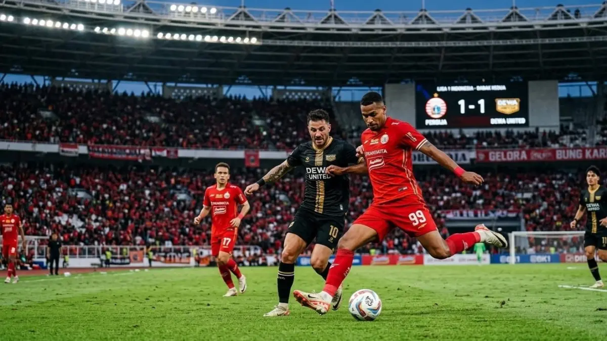 Hasil Persija Jakarta vs Dewa United berakhir 1-1. Gol Maxwell Souza dibalas Alexis Messidoro dalam duel panas Liga 1.

