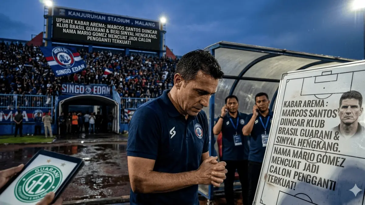 Kabar Arema hari ini: Marcos Santos kecewa wasit dan potensi pulang ke Brasil. Arema FC bidik Mario Gomez untuk musim depan? Cek infonya!