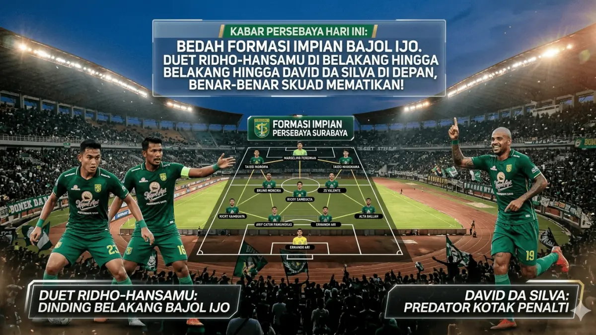 Ngeri! Intip kabar Persebaya tentang formasi Dream Team andai David da Silva, Marselino, dan Rizky Ridho bertahan. Skuad juara yang bikin lawan ciut!