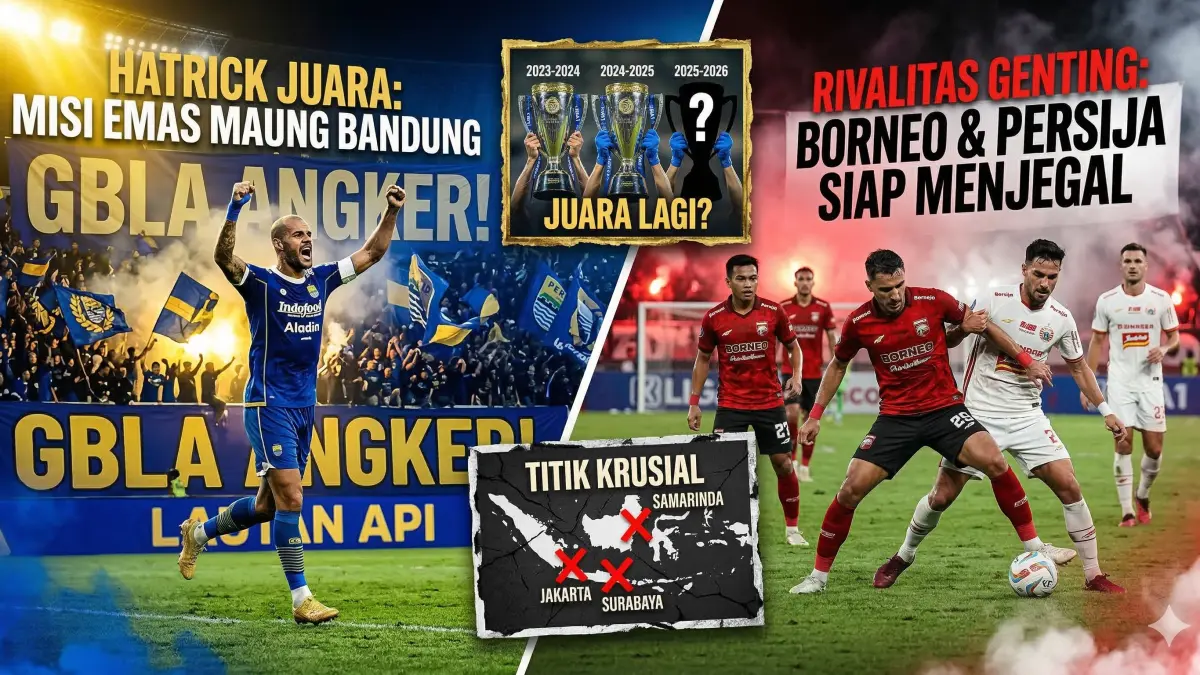 Simak skenario Persib Bandung raih hatrick juara Liga Indonesia. Hitung-hitungan poin, jadwal krusial, dan rekor sejarah yang siap dipecahkan!