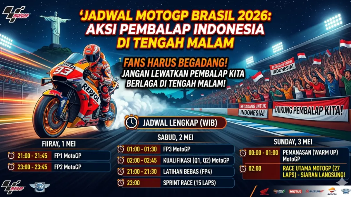 Jadwal MotoGP Brasil 2026: Aksi Pembalap Indonesia di Tengah Malam, Fans Harus Begadang! Ini Jam Lengkap Latihan, Kualifikasi hingga Race
