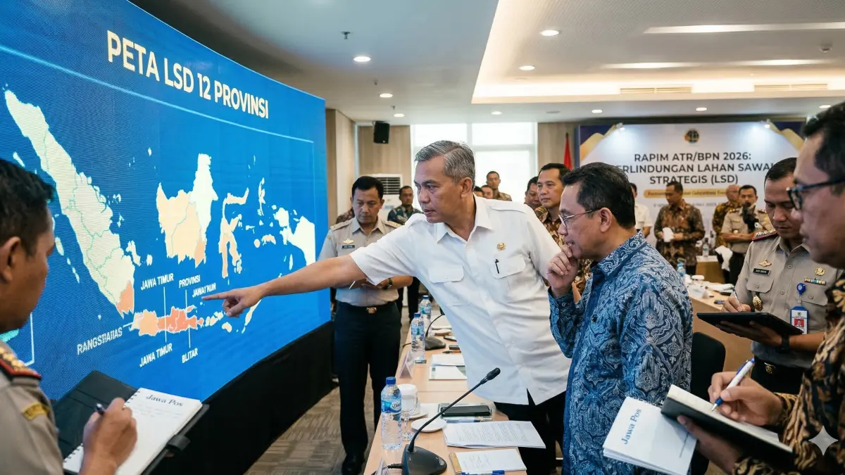 Menteri Nusron Wahid matangkan penetapan LSD 12 provinsi. Simak langkah strategis ATR/BPN jaga lahan sawah demi ketahanan pangan nasional!