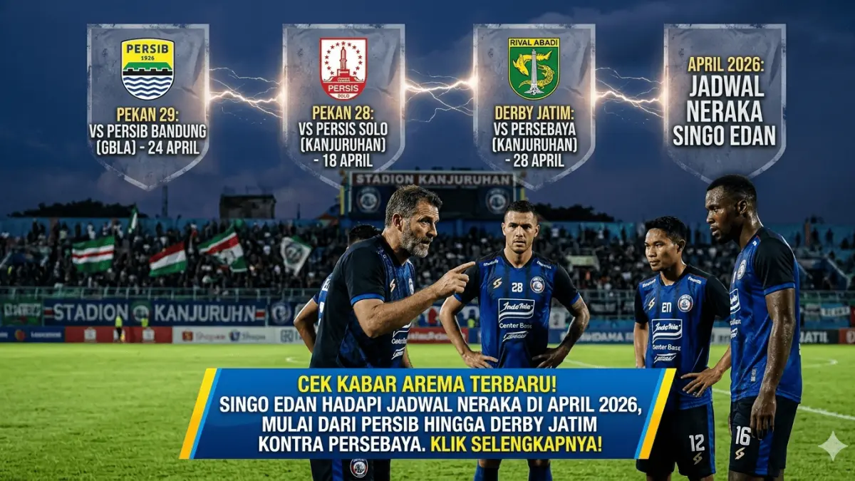 Update panas kabar Arema: Marco Santos fokus bangkitkan mental skuad usai kalah. Simak jadwal lengkap 5 laga panas Singo Edan di sini!