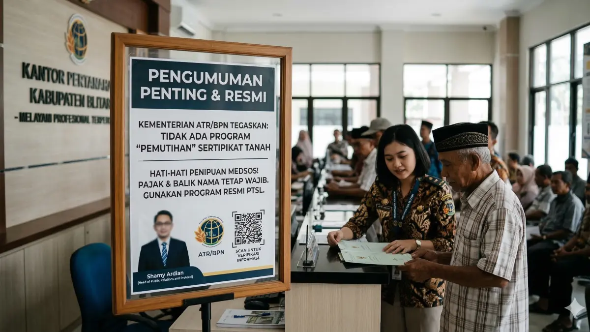 Waspada hoaks! Kementerian ATR/BPN tegaskan tidak ada program pemutihan sertipikat tanah. Simak fakta resmi dan prosedur PTSL yang benar.