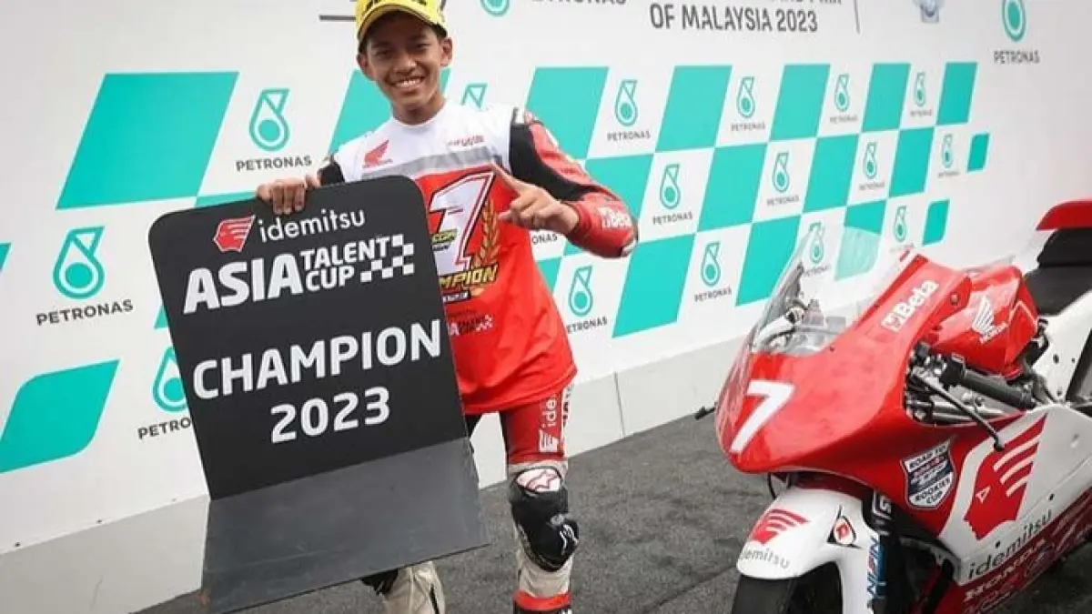 Veda Ega Pratama juara Asia Talent Cup 2023 di usia 14 tahun. Harapan baru Indonesia menuju MotoGP semakin nyata.