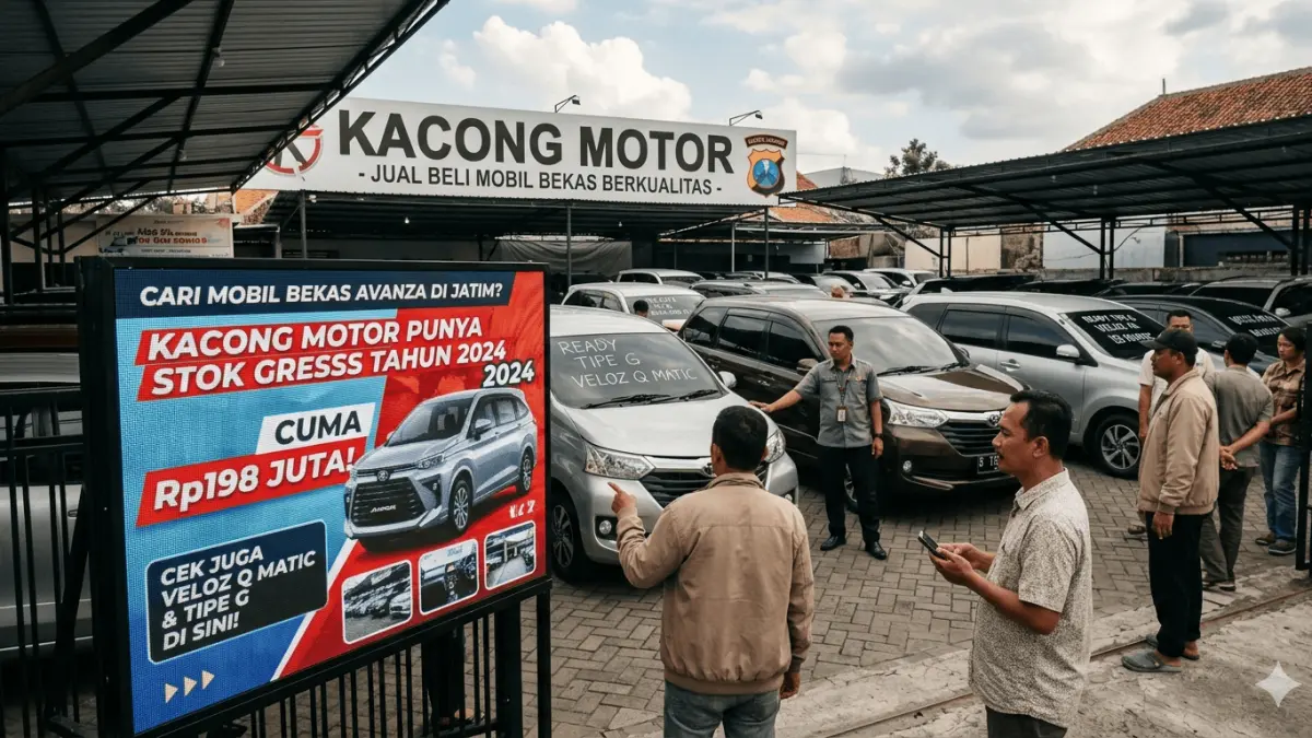 Cari mobil bekas Avanza di Jatim? Kacong Motor punya stok gress tahun 2024 cuma Rp198 juta! Cek juga Veloz Q Matic & tipe G di sini.