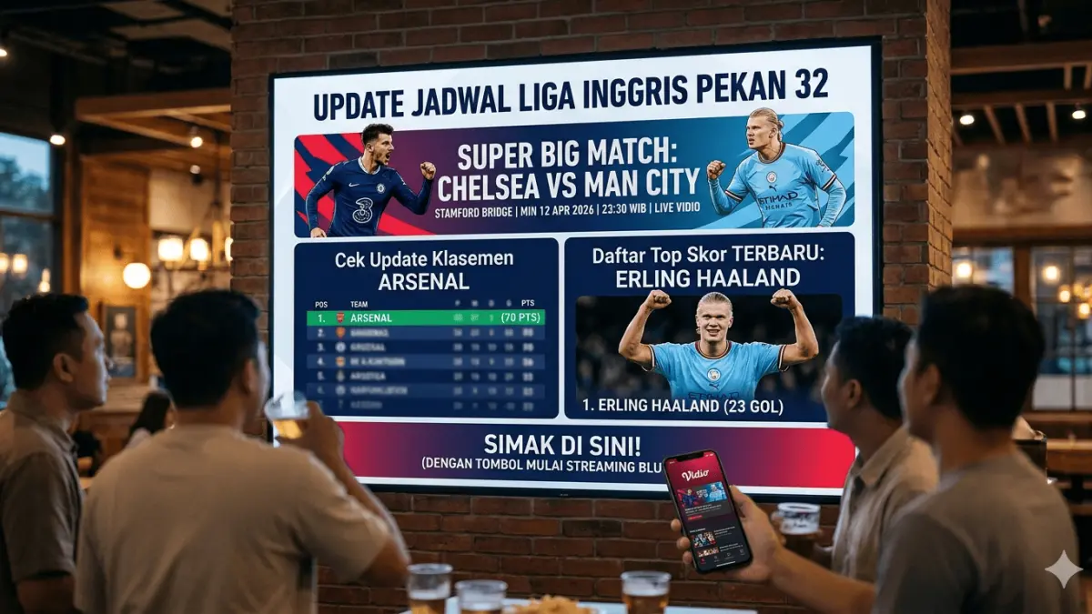 Simak jadwal Liga Inggris pekan 32: Super Big Match Chelsea vs Man City! Cek update klasemen Arsenal & daftar top skor Erling Haaland terbaru di sini.