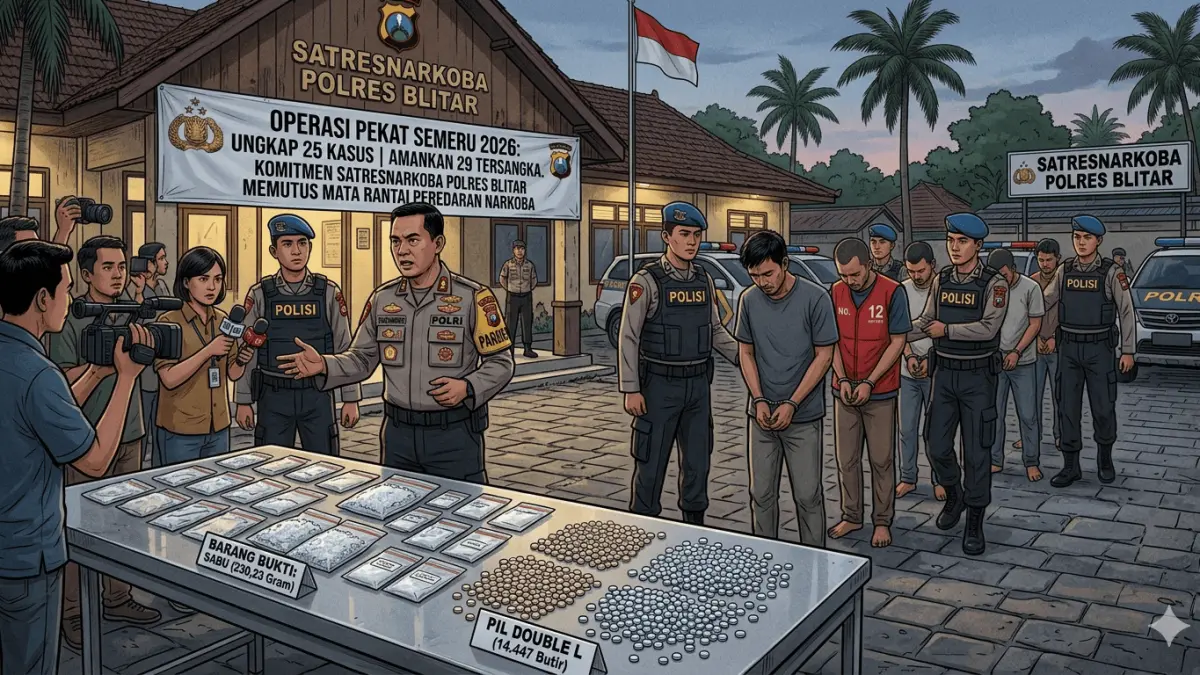Ungkap 25 Kasus, Amankan 29 Tersangka
Selama Operasi Pekat Semeru 2026 - Komitmen Putus Mata Rantai Peredaran Narkoba