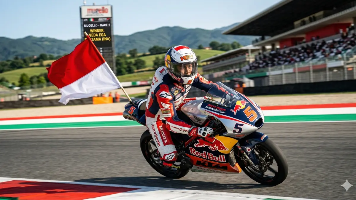 Simak profil Veda Ega Pratama, pembalap muda Indonesia juara Red Bull Rookies Cup yang kini incar gelar Moto3. Calon bintang MotoGP!
