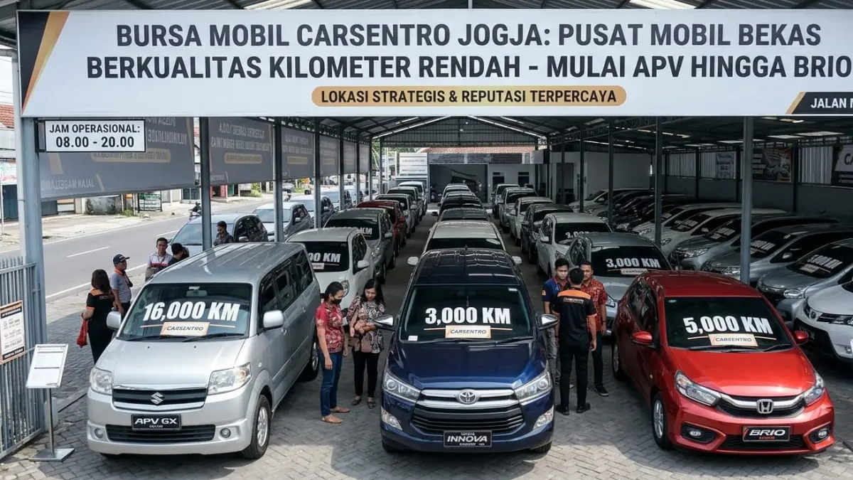 Carsentro Jogja tawarkan mobil bekas berkualitas kilometer rendah, dari APV hingga Brio. Pilihan lengkap di Jogja Raya!