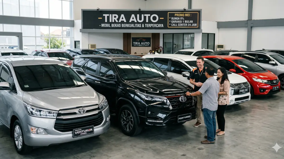 Cek harga mobil bekas terbaru di Tira Auto! Ada promo bunga 0%, garansi mesin, dan stok SUV hingga mobil premium. Unit bebas banjir & nabrak!