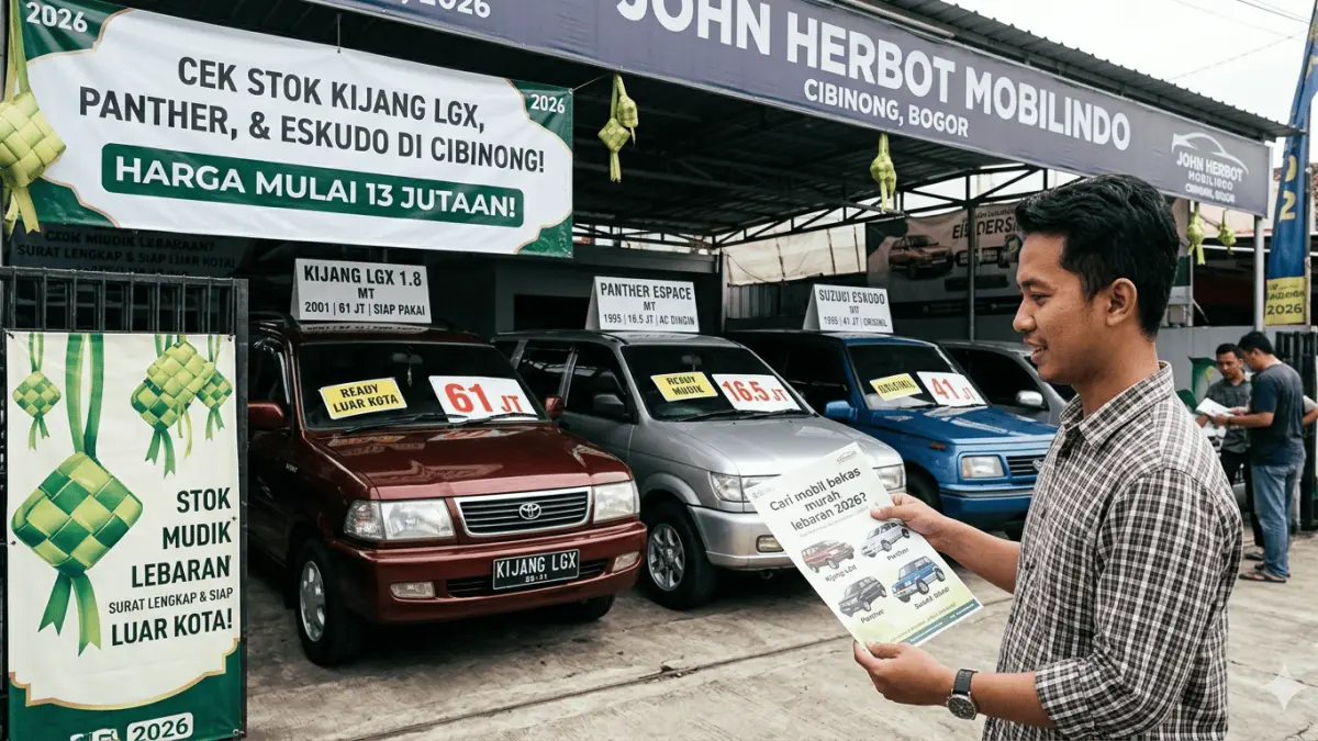 Update harga mobil bekas pasca mudik 2026. Dapatkan unit Isuzu Panther & Suzuki Katana dengan harga nego sampai jadi. Melayani video call & kirim seluruh Indonesia.