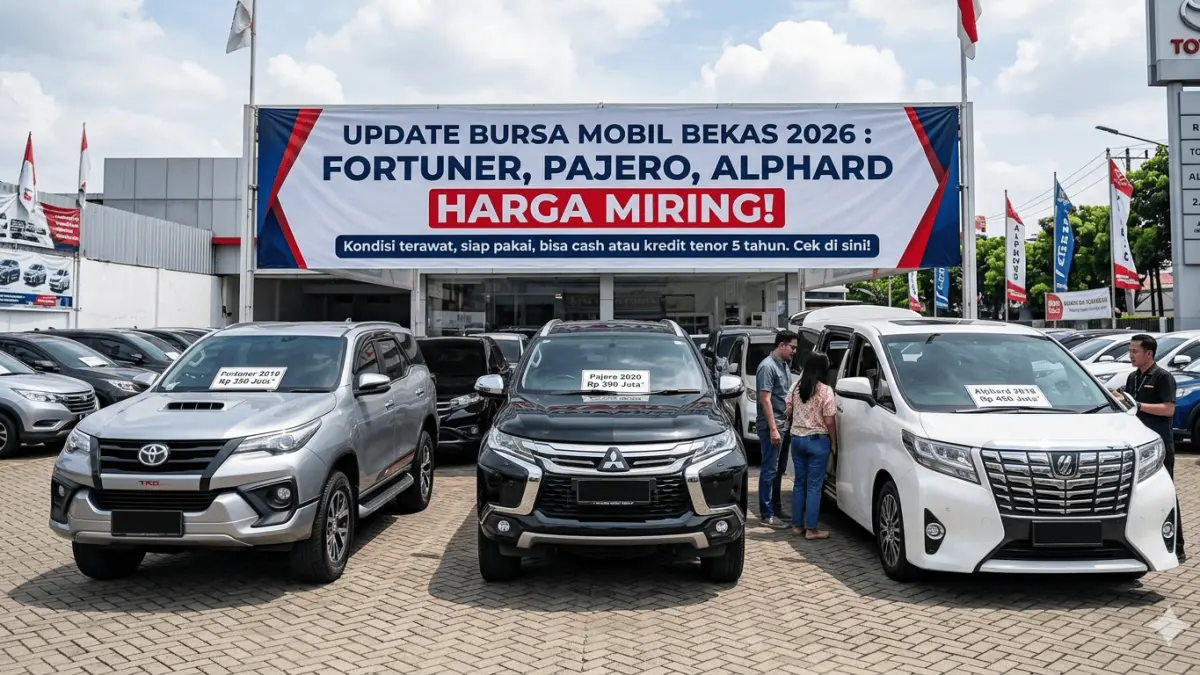 Cek harga mobil bekas SUV murah Fortuner Pajero Alphard 2026! DP mulai Rp 25 juta, unit perorangan, servis rutin resmi. Klik untuk daftar harga lengkap!