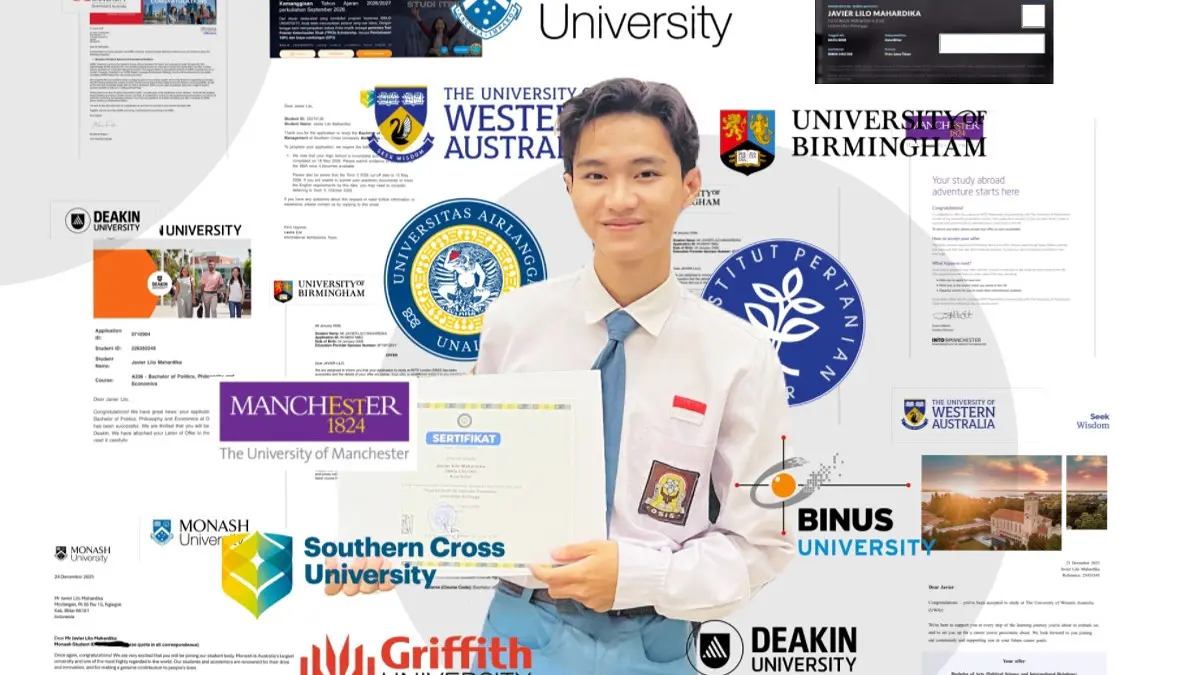 Siswa Blitar Javier Lilo Mahardika diterima 7 kampus dunia, raih golden ticket UNAIR, kandidat IPB, dan beasiswa BINUS.(Dok. Pribadi)