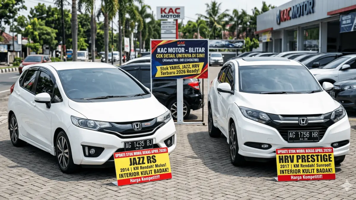 Update stok mobil bekas April 2026: Honda Jazz RS 2014 & HRV Prestige 2017. Interior "kulit badak", KM rendah, harga kompetitif. Cek detail unitnya di sini!