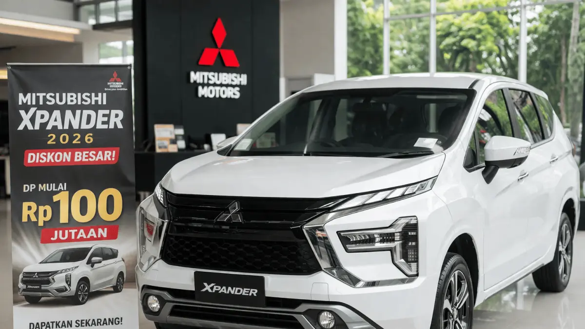 Diskon Mitsubishi Xpander 2026 besar-besaran, DP mulai Rp100 jutaan dengan fitur lengkap, cocok untuk mobil keluarga modern.