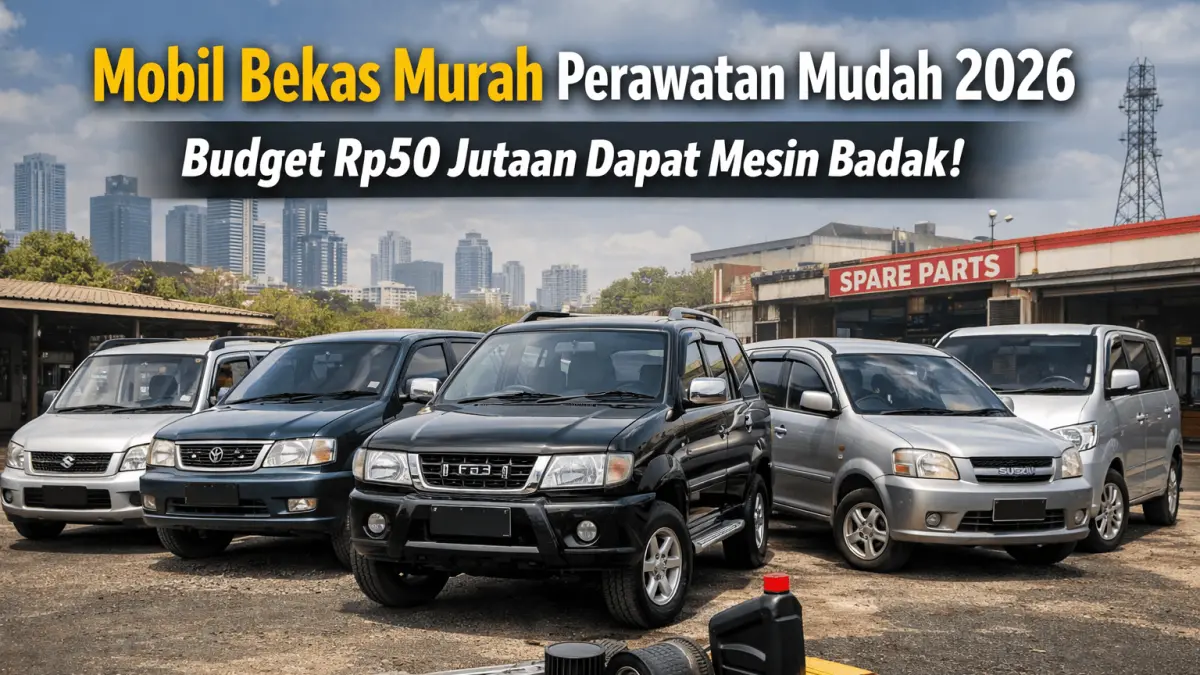 Rekomendasi mobil bekas murah perawatan mudah 2026, mesin bandel dan irit, cocok untuk harian dengan budget Rp50 jutaan.