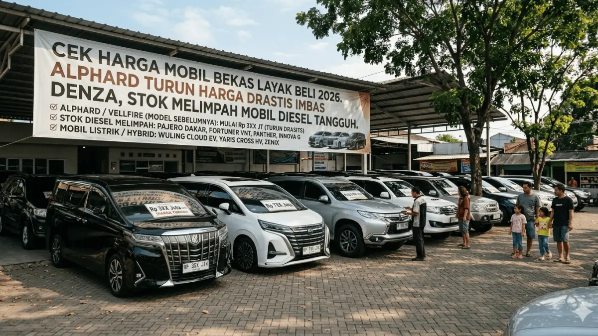 Update harga Pajero, Fortuner, dan Mobil Listrik bekas 2026. Panduan beli mobil low KM dengan DP murah mulai 10 juta saja!
