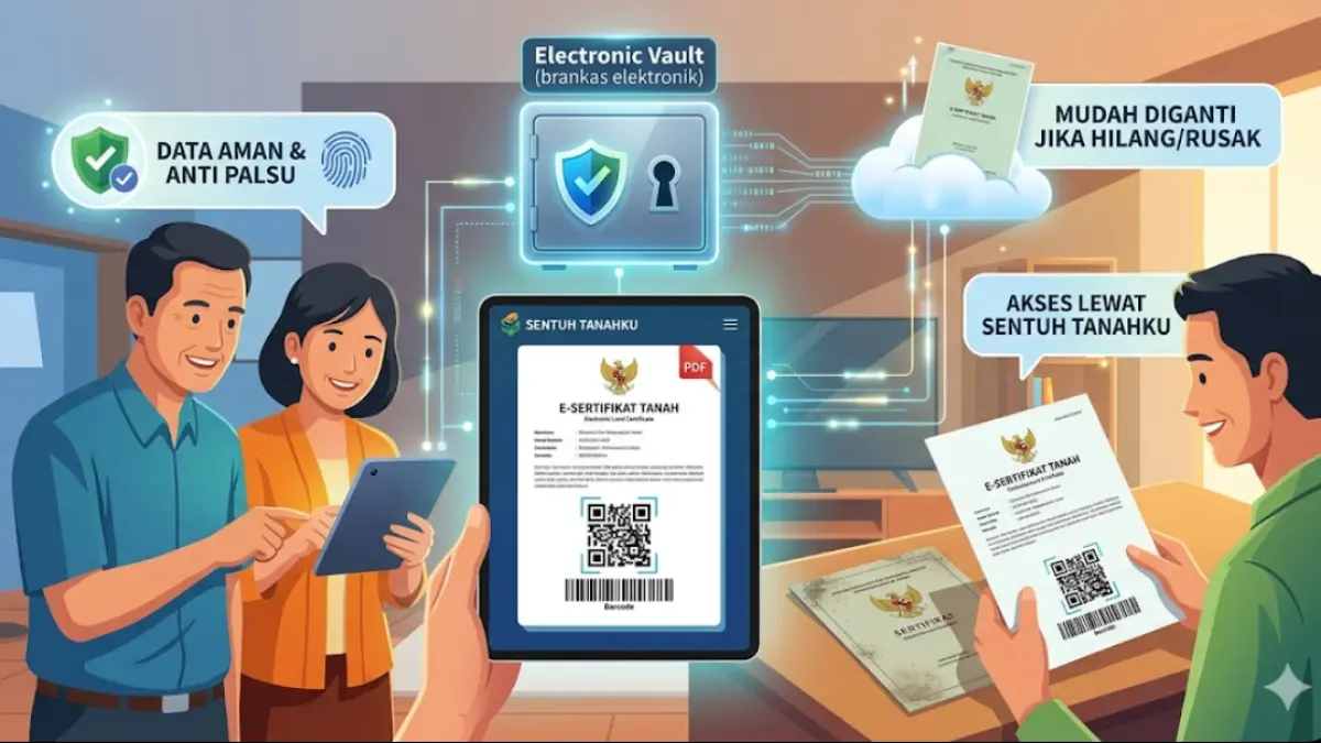 Penasaran wujud sertifikat tanah elektronik? Cek cara akses, keunggulan anti palsu, dan solusi mudah jika hilang di aplikasi Sentuh Tanahku.